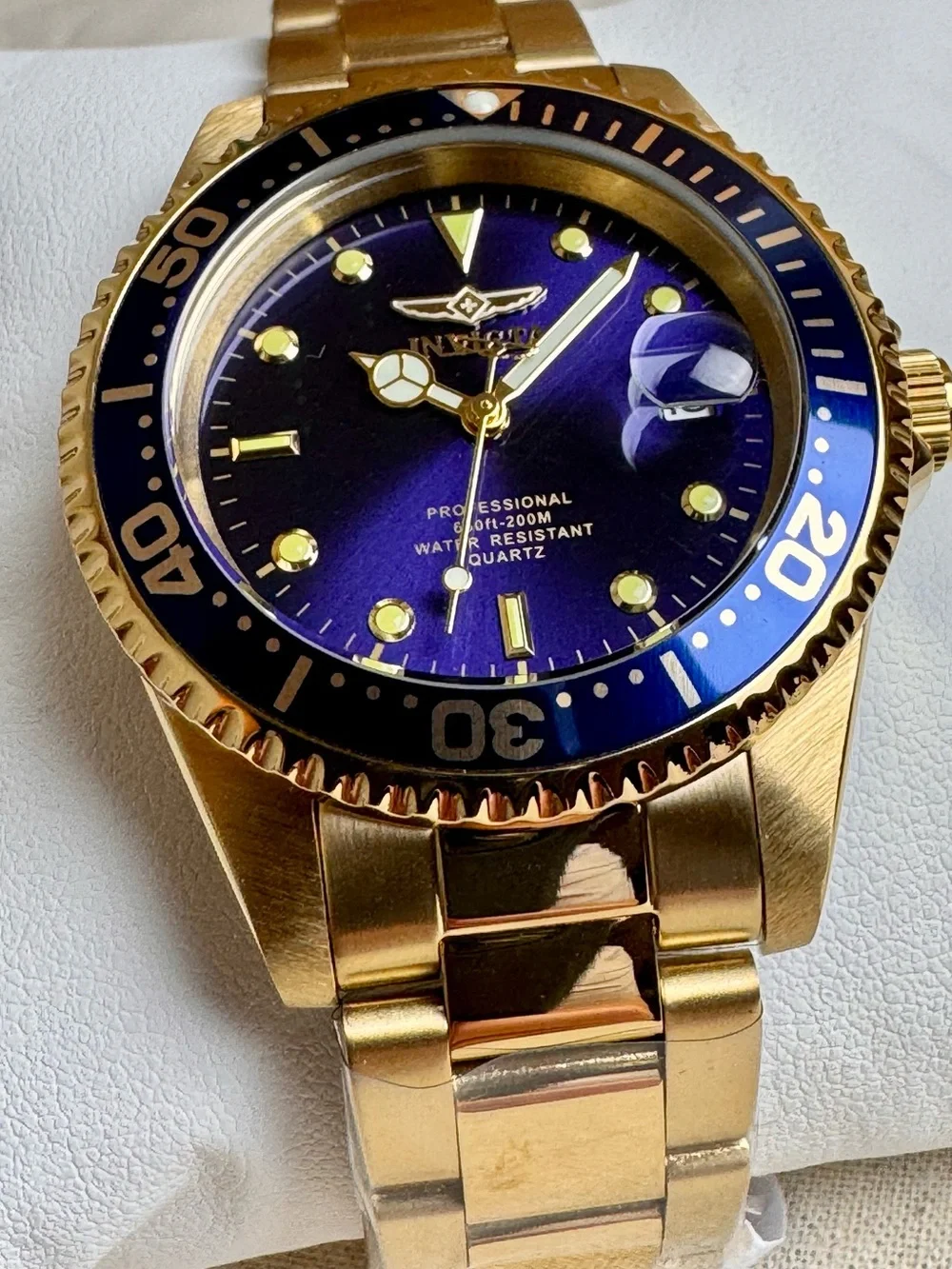 Invicta Pro Diver Blue Dial/Gold-tone Bezel 37.5mm Quartz Dive Watch 8937OB NWT